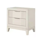 Table de chevet Royal Hampton, 2 tiroirs, bois massif finition blanc antique, 68,5 cm