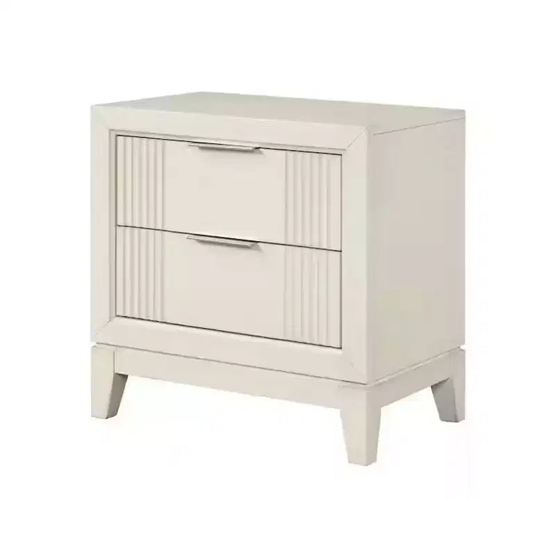 Table de chevet Royal Hampton, 2 tiroirs, bois massif finition blanc antique, 68,5 cm