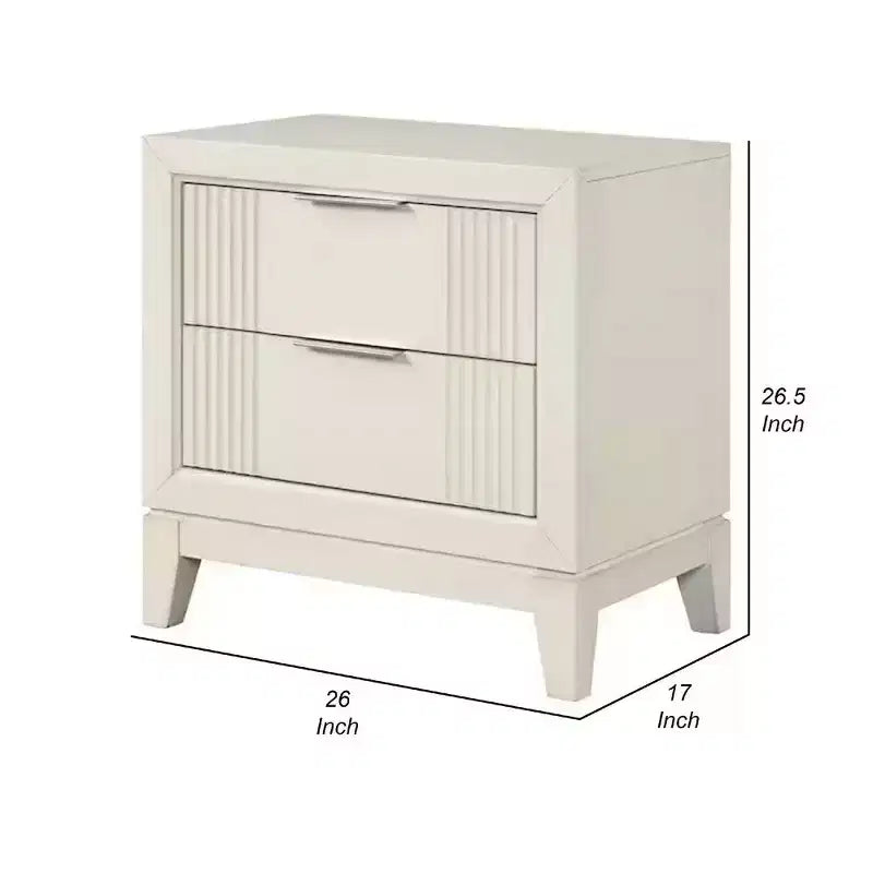 Table de chevet Royal Hampton, 2 tiroirs, bois massif finition blanc antique, 68,5 cm