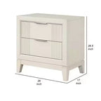 Table de chevet Royal Hampton, 2 tiroirs, bois massif finition blanc antique, 68,5 cm