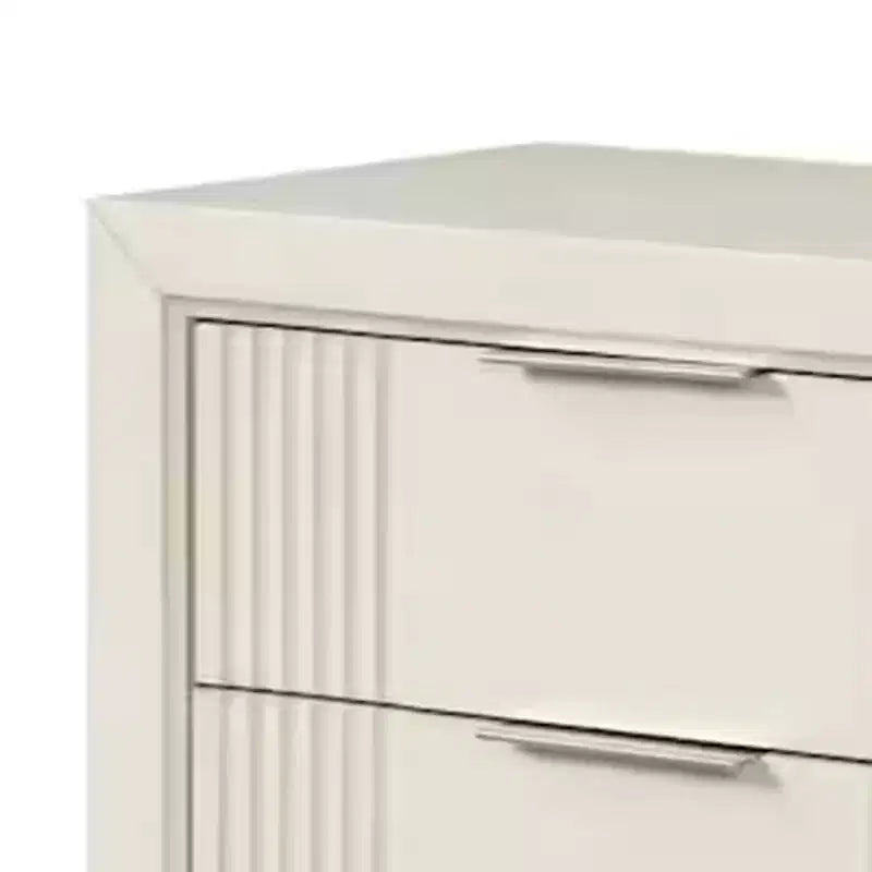 Table de chevet Royal Hampton, 2 tiroirs, bois massif finition blanc antique, 68,5 cm