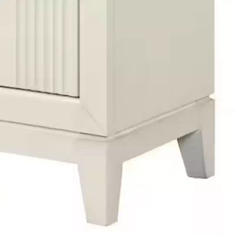 Table de chevet Royal Hampton, 2 tiroirs, bois massif finition blanc antique, 68,5 cm