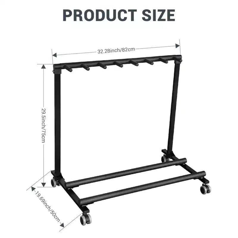 Support de guitare multi-places sur roulettes, support de guitare pliable à 7 emplacements avec rembourrage en caoutchouc antidérapant, support de rangement pour guitares pour la maison, le groupe ou la scène