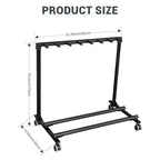 Support de guitare multi-places sur roulettes, support de guitare pliable à 7 emplacements avec rembourrage en caoutchouc antidérapant, support de rangement pour guitares pour la maison, le groupe ou la scène