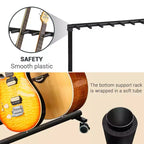 Support de guitare multi-places sur roulettes, support de guitare pliable à 7 emplacements avec rembourrage en caoutchouc antidérapant, support de rangement pour guitares pour la maison, le groupe ou la scène