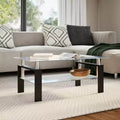 Coffee Table Grey and Transparent Tempered Glass and Melamine