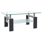 Table basse grise et verre trempé transparent et mélaminé