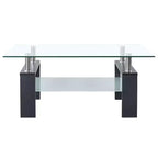 Table basse grise et verre trempé transparent et mélaminé