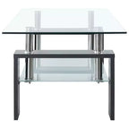 Table basse grise et verre trempé transparent et mélaminé