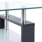 Table basse grise et verre trempé transparent et mélaminé