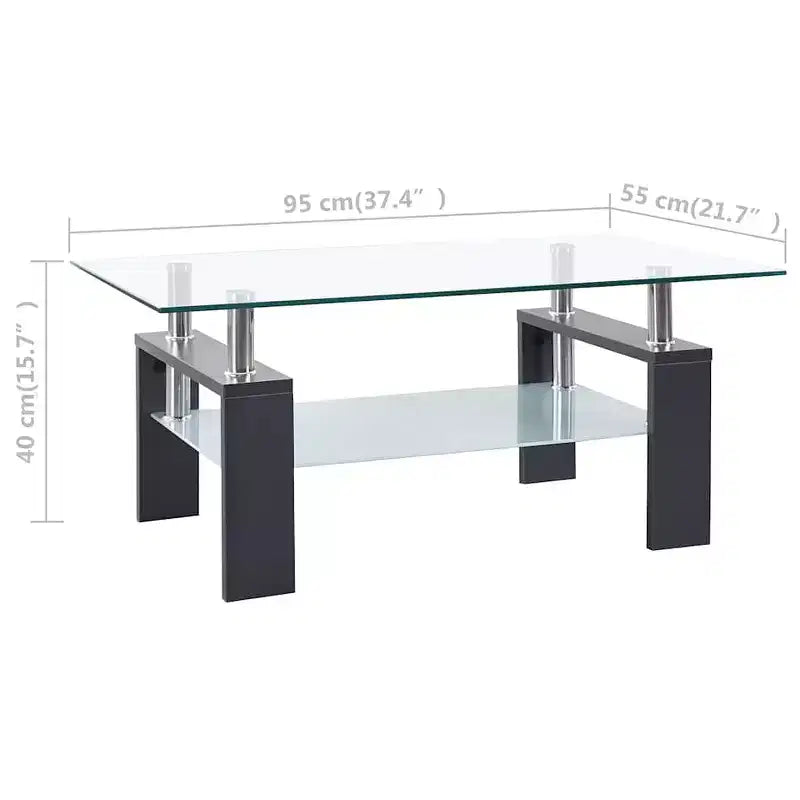 Table basse grise et verre trempé transparent et mélaminé