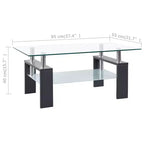 Table basse grise et verre trempé transparent et mélaminé
