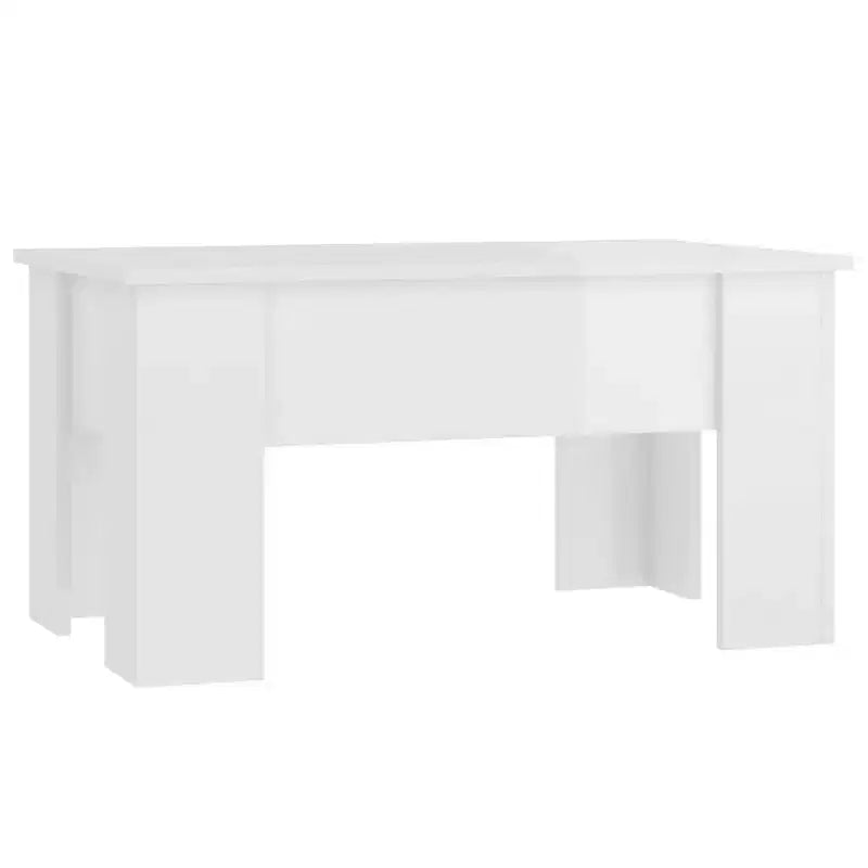 Table basse Blanc brillant Bois d'ingénierie Moyen