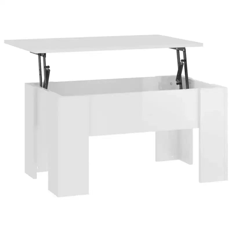 Table basse Blanc brillant Bois d'ingénierie Moyen
