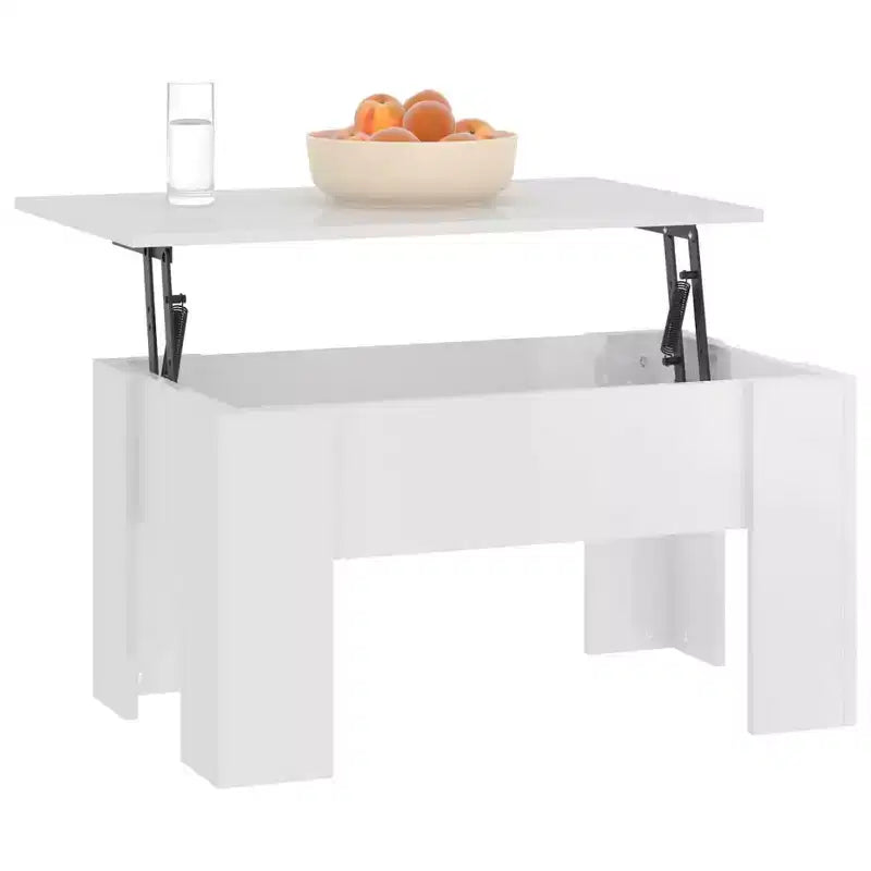 Table basse Blanc brillant Bois d'ingénierie Moyen