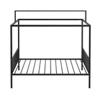 Lit de sol Montessori convertible 3-en-1 de taille jumelle/complète en métal, lit pour tout-petit clôturé, lit plateforme à baldaquin - ModernLuxe