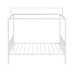 Lit de sol Montessori convertible 3-en-1 de taille jumelle/complète en métal, lit pour tout-petit clôturé, lit plateforme à baldaquin - ModernLuxe