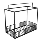 Lit de sol Montessori convertible 3-en-1 de taille jumelle/complète en métal, lit pour tout-petit clôturé, lit plateforme à baldaquin - ModernLuxe
