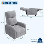 Fauteuil Inclinable Paresseux Garvee, Siège Unique, Réglable de 90 à 150°, Amélioré avec Poche Latérale, Accoudoirs Larges et Assise Rembourrée