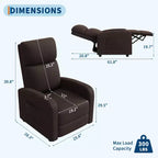 Fauteuil Inclinable Paresseux Garvee, Siège Unique, Réglable de 90 à 150°, Amélioré avec Poche Latérale, Accoudoirs Larges et Assise Rembourrée