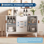 CuisinSmart 47.2 Bahut buffet moderne cannelé, Armoire de rangement en bois avec 3 tiroirs, 2 portes et étagères réglables pour salon et cuisine