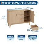 CuisinSmart 47.2 Bahut buffet moderne cannelé, Armoire de rangement en bois avec 3 tiroirs, 2 portes et étagères réglables pour salon et cuisine