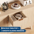 CuisinSmart 47.2 Bahut buffet moderne cannelé, Armoire de rangement en bois avec 3 tiroirs, 2 portes et étagères réglables pour salon et cuisine