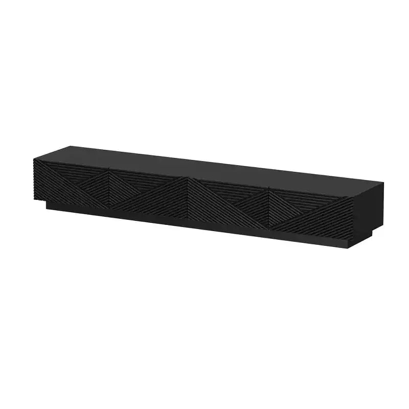 Meuble TV Famapy géométrique noir - motif, pour téléviseurs de 78 pouces, centre de divertissement moderne avec portes relevables, armoires de rangement pour votre salon