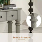 Okak 59.8IN Table d'entrée rétro avec 4 tiroirs, Console étroite avec étagères ouvertes, Table de couloir pour Salon, Foyer, Gris délavé