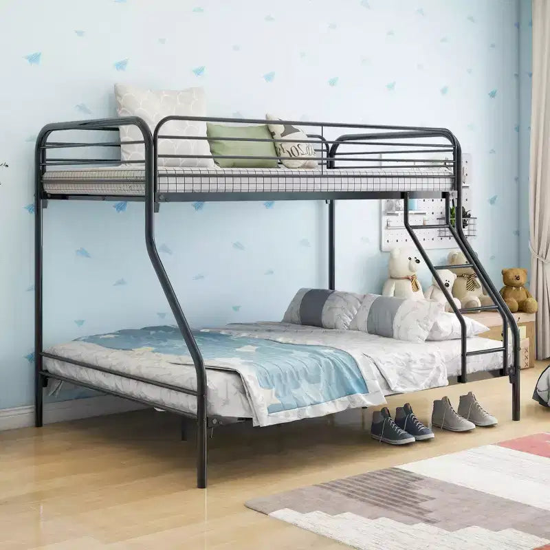 Okak 77.95IN Lit superposé en métal robuste pour lits jumeaux, cadres de lit avec garde-corps de sécurité amélioré et échelle, lit jumeau pour enfants et adultes, noir