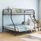 Okak 77.95IN Lit superposé en métal robuste pour lits jumeaux, cadres de lit avec garde-corps de sécurité amélioré et échelle, lit jumeau pour enfants et adultes, noir