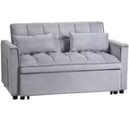 PexFix Canapé convertible 3 en 1, canapé-lit extractible, dossier réglable, velours, avec oreillers pour salon, appartement, gris