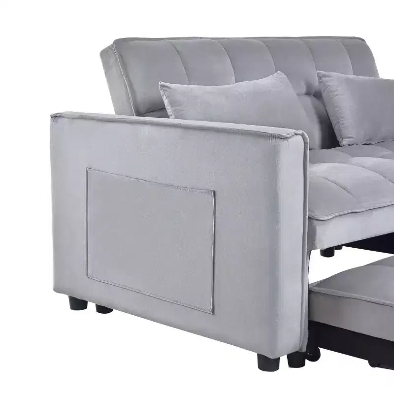 PexFix Canapé convertible 3 en 1, canapé-lit extractible, dossier réglable, velours, avec oreillers pour salon, appartement, gris