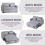 PexFix Canapé convertible 3 en 1, canapé-lit extractible, dossier réglable, velours, avec oreillers pour salon, appartement, gris