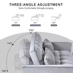 PexFix Canapé convertible 3 en 1, canapé-lit extractible, dossier réglable, velours, avec oreillers pour salon, appartement, gris