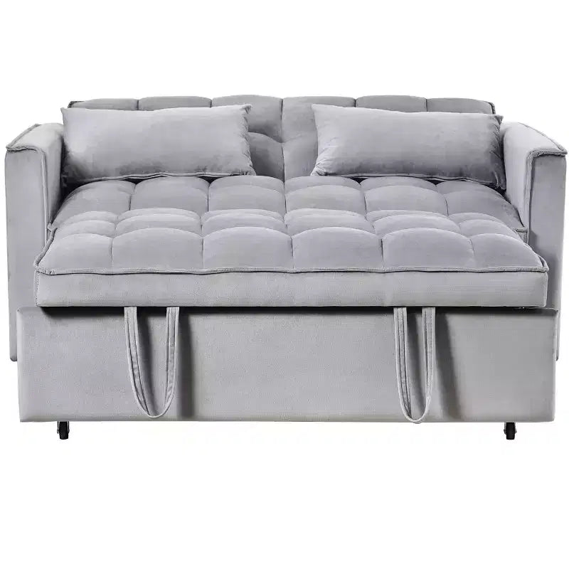PexFix Canapé convertible 3 en 1, canapé-lit extractible, dossier réglable, velours, avec oreillers pour salon, appartement, gris