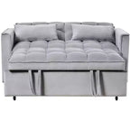 PexFix Canapé convertible 3 en 1, canapé-lit extractible, dossier réglable, velours, avec oreillers pour salon, appartement, gris