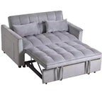 PexFix Canapé convertible 3 en 1, canapé-lit extractible, dossier réglable, velours, avec oreillers pour salon, appartement, gris