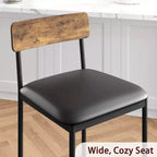 Tabourets de Bar Lot de 2, Tabourets de Bar de Cuisine avec Repose-Pieds, Chaises de Bar Rembourrées de 65 cm avec Dossier, 2 Tabourets de Bar Hauteur Comptoir pour Bar de Comptoir