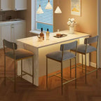 Tabourets de Bar Lot de 2, Tabourets de Bar de Cuisine avec Repose-Pieds, Chaises de Bar Rembourrées de 65 cm avec Dossier, 2 Tabourets de Bar Hauteur Comptoir pour Bar de Comptoir