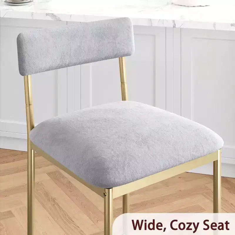 Tabourets de Bar Lot de 2, Tabourets de Bar de Cuisine avec Repose-Pieds, Chaises de Bar Rembourrées de 65 cm avec Dossier, 2 Tabourets de Bar Hauteur Comptoir pour Bar de Comptoir