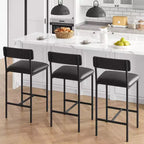 Tabourets de Bar Lot de 2, Tabourets de Bar de Cuisine avec Repose-Pieds, Chaises de Bar Rembourrées de 65 cm avec Dossier, 2 Tabourets de Bar Hauteur Comptoir pour Bar de Comptoir