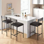 Tabourets de Bar Lot de 2, Tabourets de Bar de Cuisine avec Repose-Pieds, Chaises de Bar Rembourrées de 65 cm avec Dossier, 2 Tabourets de Bar Hauteur Comptoir pour Bar de Comptoir