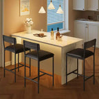 Tabourets de Bar Lot de 2, Tabourets de Bar de Cuisine avec Repose-Pieds, Chaises de Bar Rembourrées de 65 cm avec Dossier, 2 Tabourets de Bar Hauteur Comptoir pour Bar de Comptoir