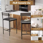 Tabourets de Bar Lot de 2, Tabourets de Bar de Cuisine avec Repose-Pieds, Chaises de Bar Rembourrées de 65 cm avec Dossier, 2 Tabourets de Bar Hauteur Comptoir pour Bar de Comptoir