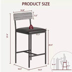 Tabourets de Bar Lot de 2, Tabourets de Bar de Cuisine avec Repose-Pieds, Chaises de Bar Rembourrées de 65 cm avec Dossier, 2 Tabourets de Bar Hauteur Comptoir pour Bar de Comptoir