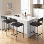 Tabourets de Bar Lot de 2, Tabourets de Bar de Cuisine avec Repose-Pieds, Chaises de Bar Rembourrées de 65 cm avec Dossier, 2 Tabourets de Bar Hauteur Comptoir pour Bar de Comptoir