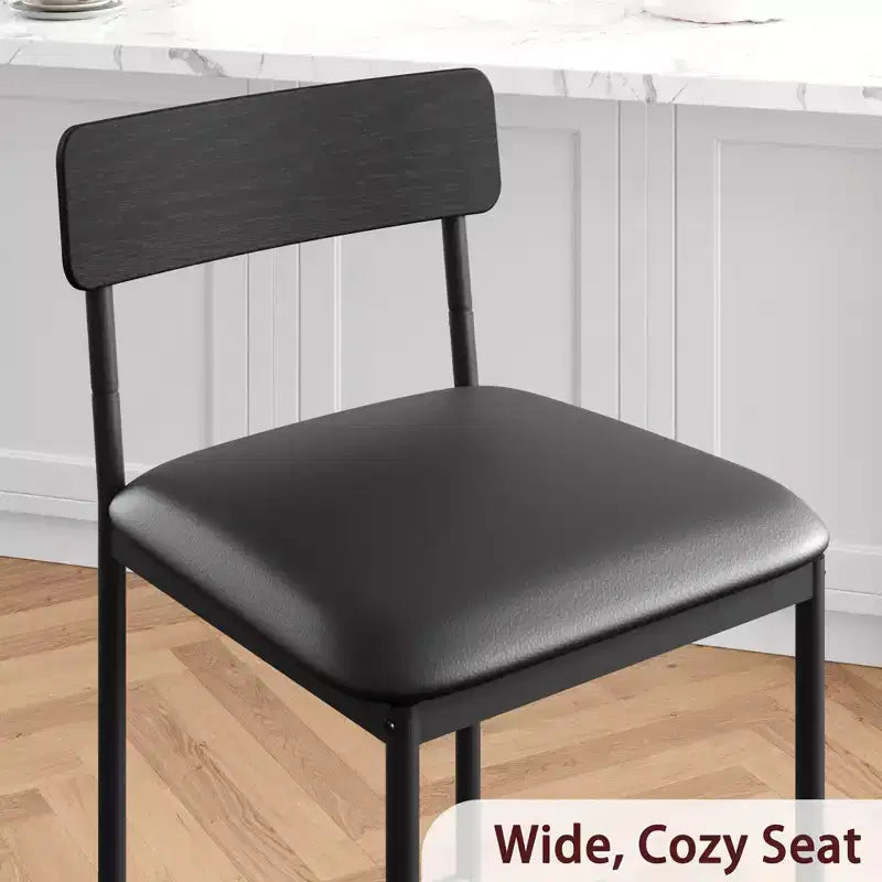 Tabourets de Bar Lot de 2, Tabourets de Bar de Cuisine avec Repose-Pieds, Chaises de Bar Rembourrées de 65 cm avec Dossier, 2 Tabourets de Bar Hauteur Comptoir pour Bar de Comptoir