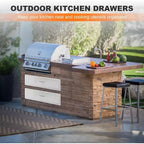 Tiroir de cuisine d'extérieur Acekool 30 L x 23 H x 10 P, commode encastrable à 2 tiroirs en acier inoxydable pour îlot de barbecue, station de grillades de patio, argent