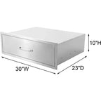 Tiroir de cuisine d'extérieur Acekool 30 L x 23 H x 10 P, commode encastrable à 2 tiroirs en acier inoxydable pour îlot de barbecue, station de grillades de patio, argent